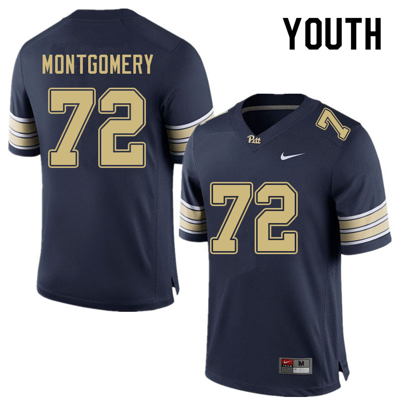 Youth #72 Isaiah Montgomery Pitt Panthers College Football Jerseys Sale-Navy